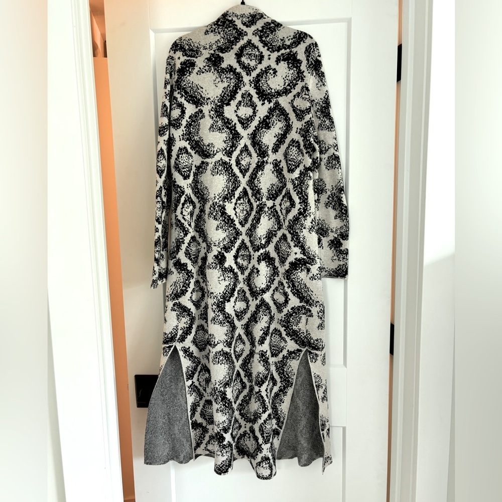 Snake skin print long cardigan sweater